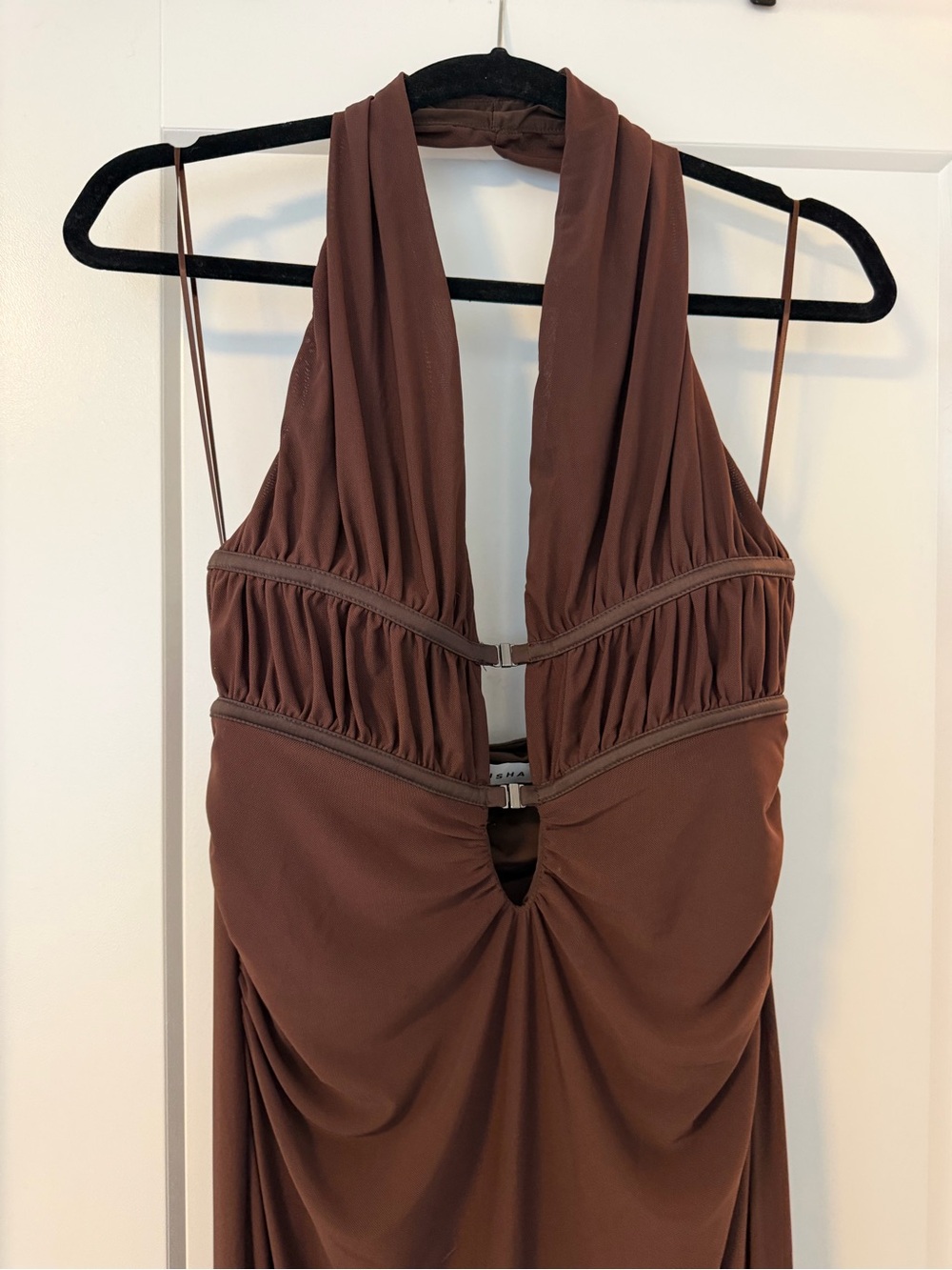 MISHA Brown Halter Dress